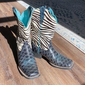 Black Ariat boots with Zebra upper, worn once
